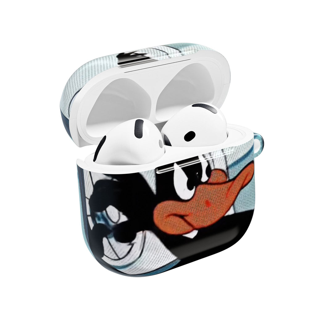 AirPod Case — Retro Cartoon Daffy Duck Pilot Design